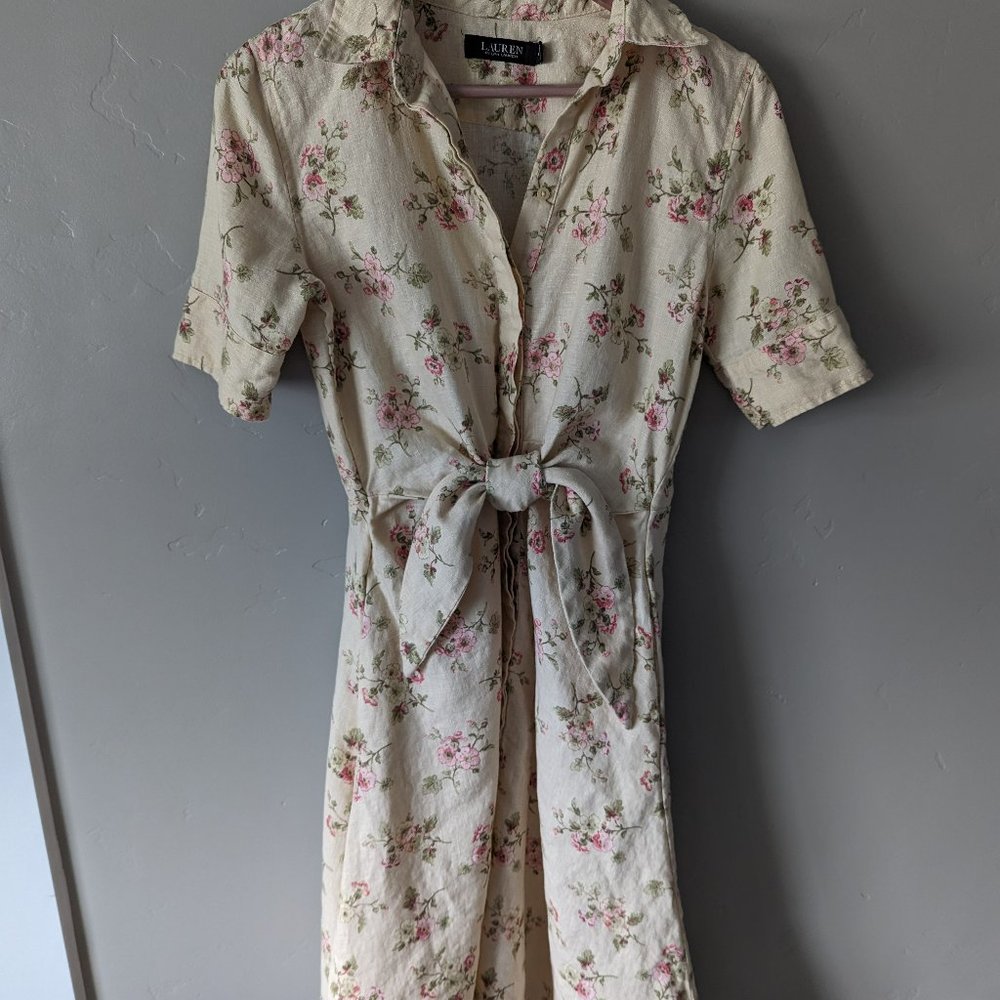 Ralph Lauren Floral Tie-Front Midi Dress - 4